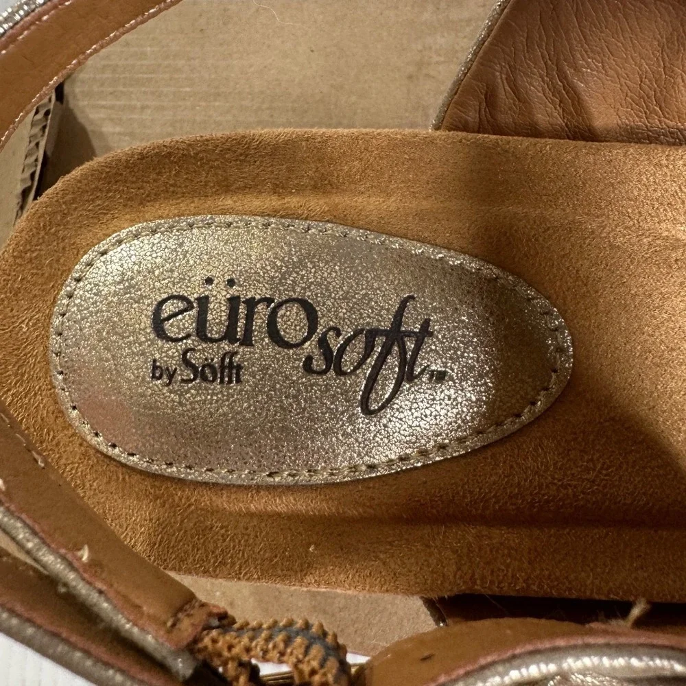 Eurosoft Kahley Metallic Gold‎ Wedge Sandals Womens 11M ES0041003 Cork Platform